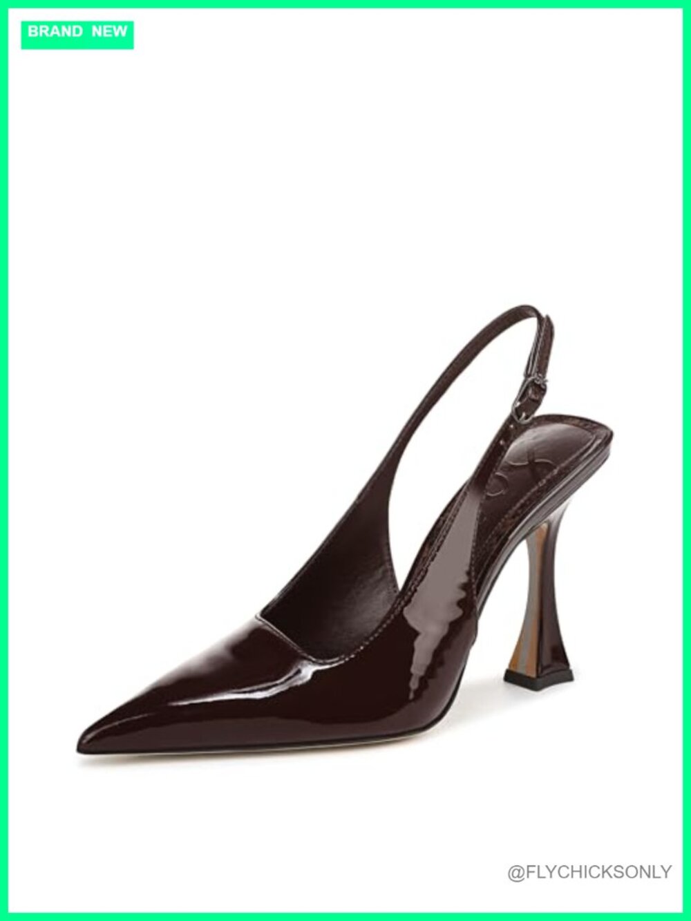 Slingback Heels 4.13 Inch Flare Heel Pointed Toe Slingback